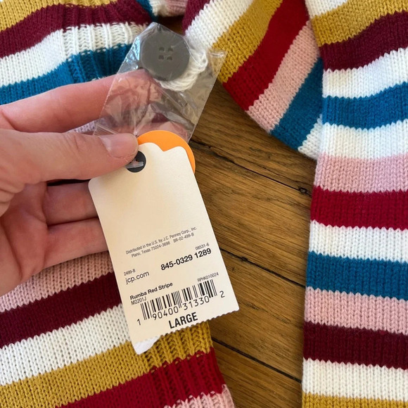 NWT St. John’s Bay Multi-Colored Knit Striped Sweater | L - Picture 4 of 5